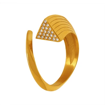 Нови пръстени от неръждаема стомана, Златен на цвят, За жени, Триъгълни пръстени с кубическим цирконием, Годежни пръстени, Бижута на Едро